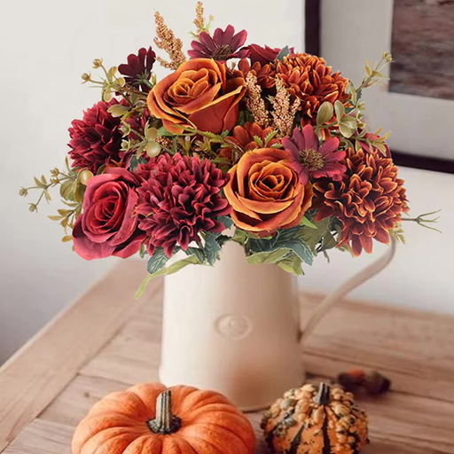 Ramo Flores Fall Naranja Rojo Vintage