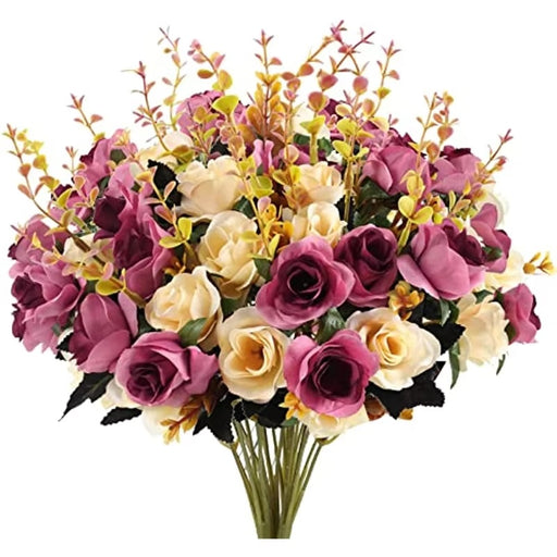 Ramo Flores artificiales Rosas Rosa - Crema