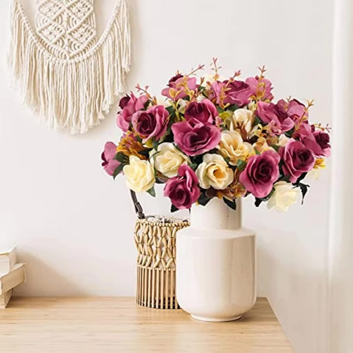 Ramo Flores artificiales Rosas Rosa - Crema