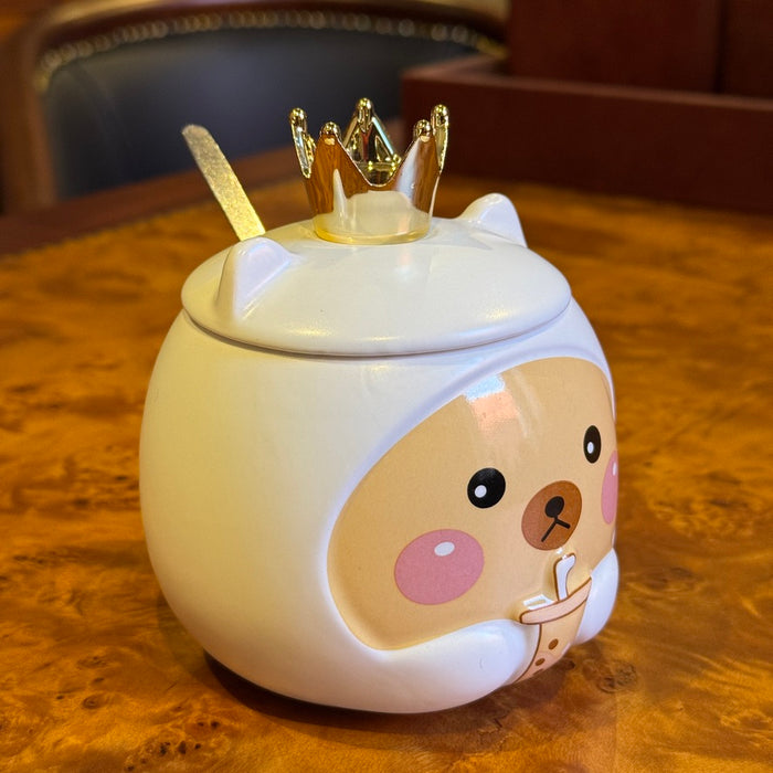 Taza Animalito Tapa Con Corona