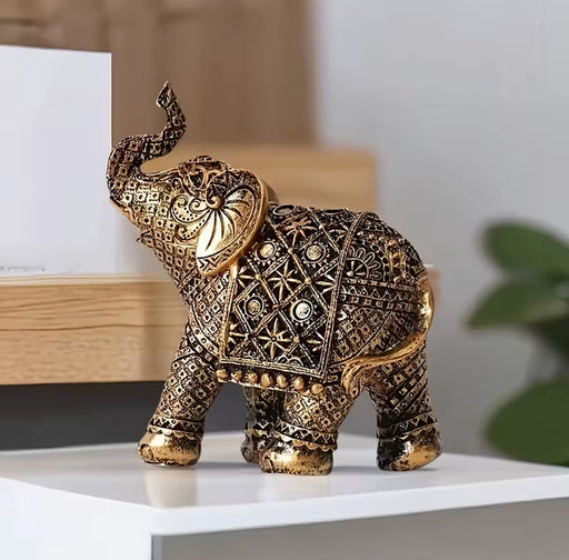 Estatuilla Elefante Dorado Decorado