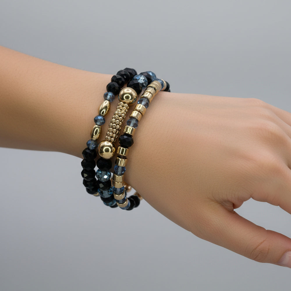 Set 3 Pulseras Cristal Azul