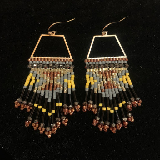 Aretes Zinc Trapecio Negro y Amarilo