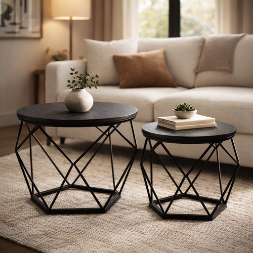 Set de 2 Mesas Ocasionales Geodome Negro