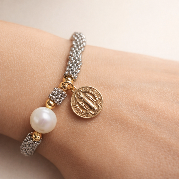Pulsera Pewter San Benito Medalla