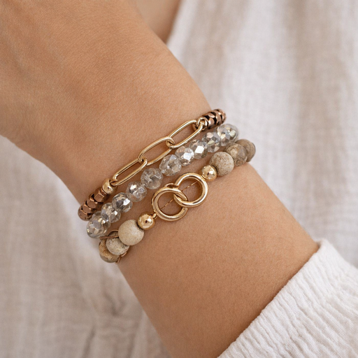 Set 3 Pulseras Jaspe Cafe