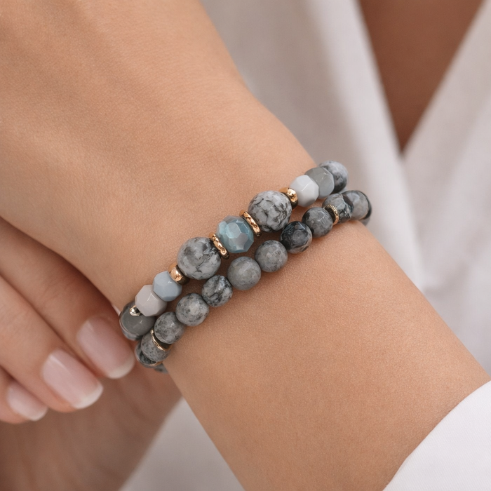 Set 2 Pulseras Howlita Gris