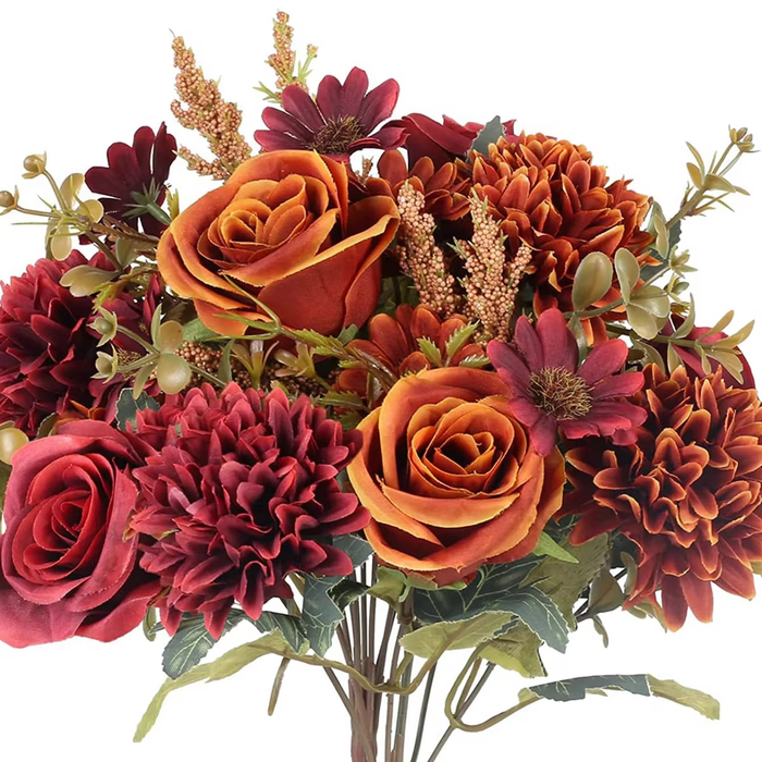 Ramo Flores Fall Naranja Rojo Vintage