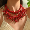 Juego de Dos Collares Coral Rojo