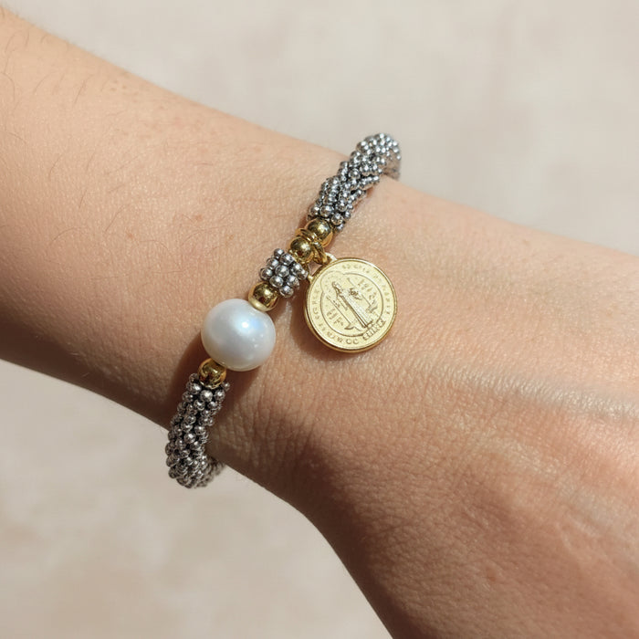 Pulsera Pewter San Benito Beige