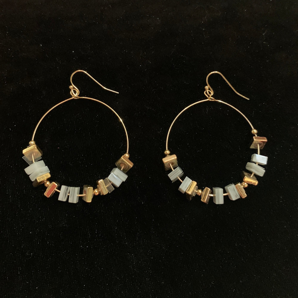 Aretes Circulo Cuarzo Gris