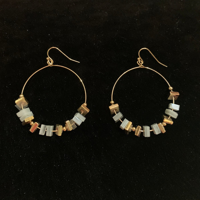 Aretes Circulo Cuarzo Gris
