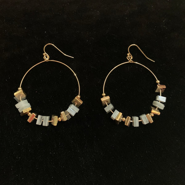 Aretes Circulo Cuarzo Gris