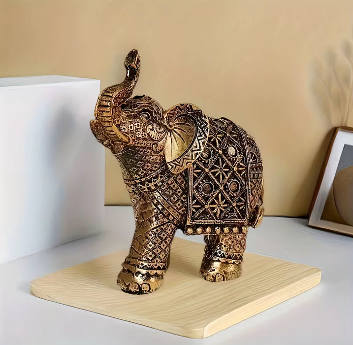 Estatuilla Elefante Dorado Decorado