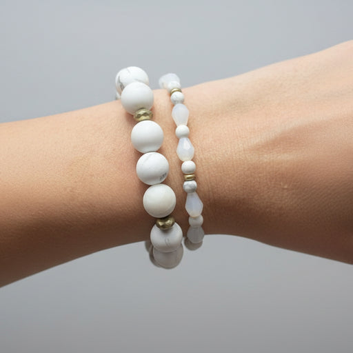 Set 2 Pulseras Howlita Blanca