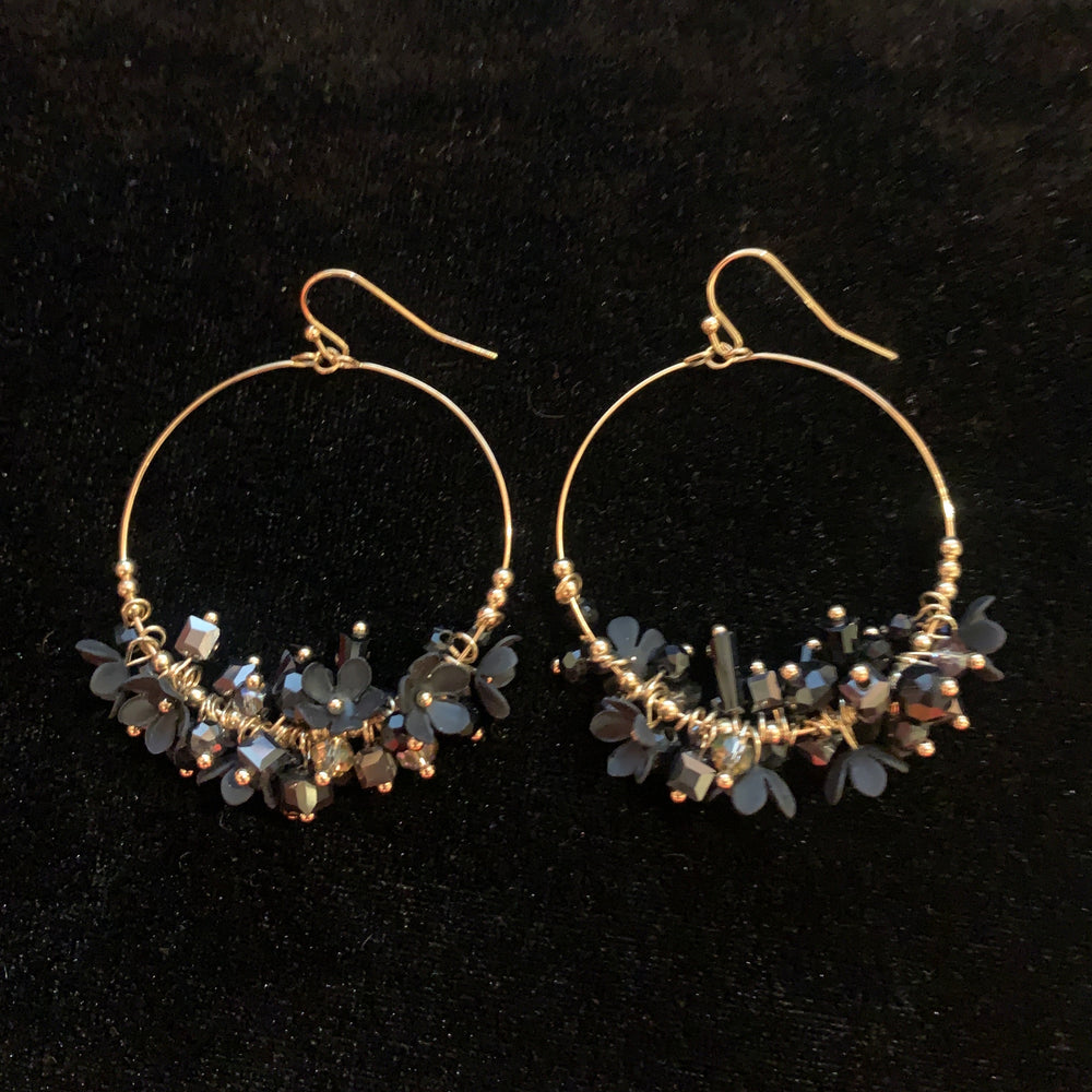Aretes Circulo Cristales Negros