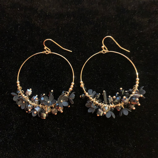 Aretes Circulo Cristales Negros