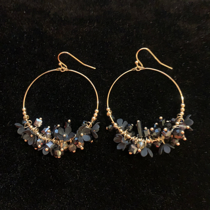 Aretes Circulo Cristales Negros