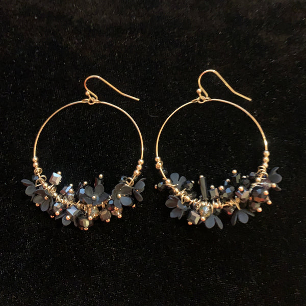 Aretes Circulo Cristales Negros