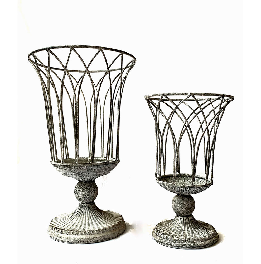Set 2 Portamacetas de metal estilo copa