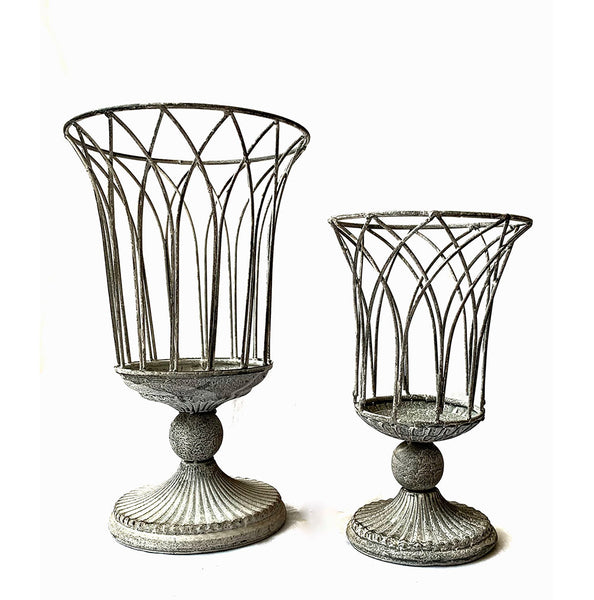 Set 2 Portamacetas de metal estilo copa
