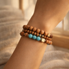 Set 3 Pulseras Madera y Turquesa