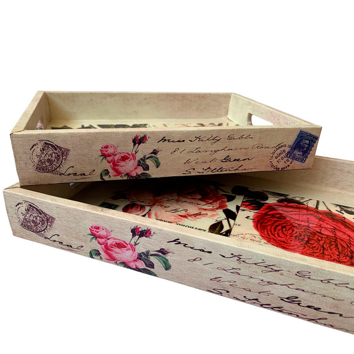 Set 2 Charolas Con Rosas