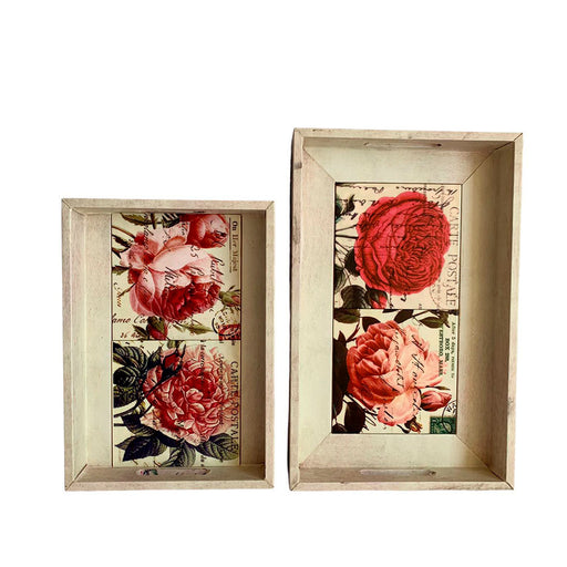 Set 2 Charolas Con Rosas
