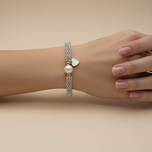 Pulsera Pewter Corazon Blanco