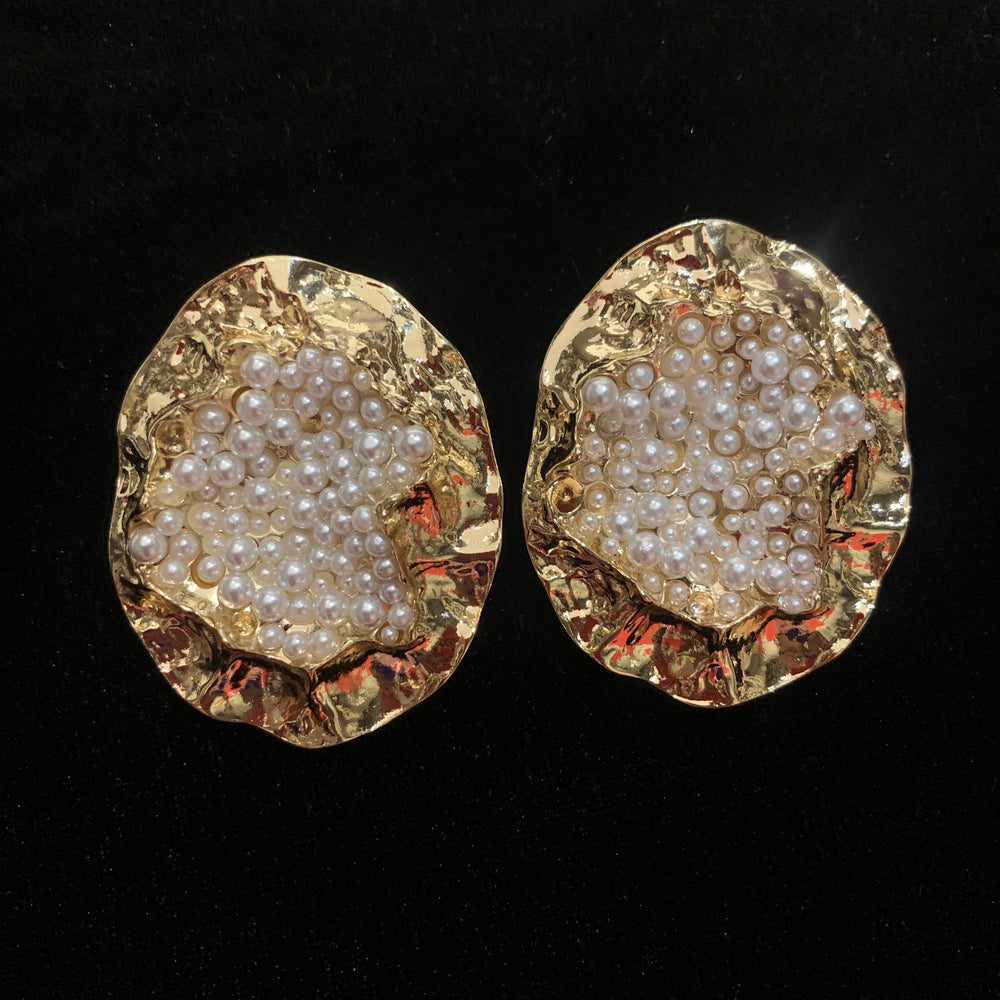 Aretes Zinc y Perlas Blancas