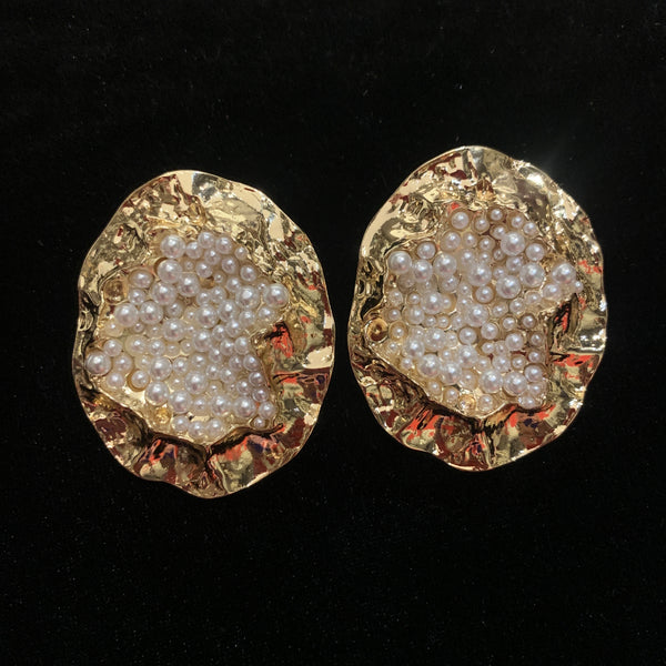 Aretes Zinc y Perlas Blancas