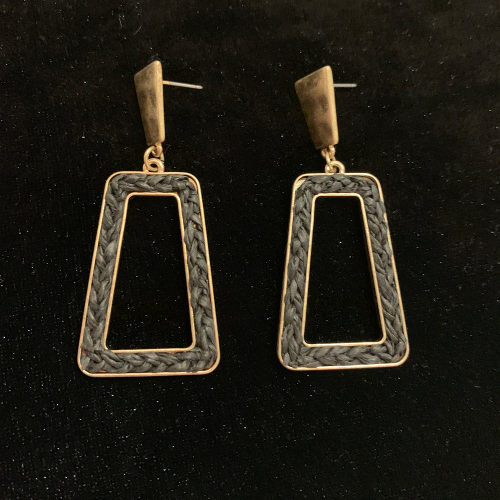Aretes Zinc Trenzado Negro