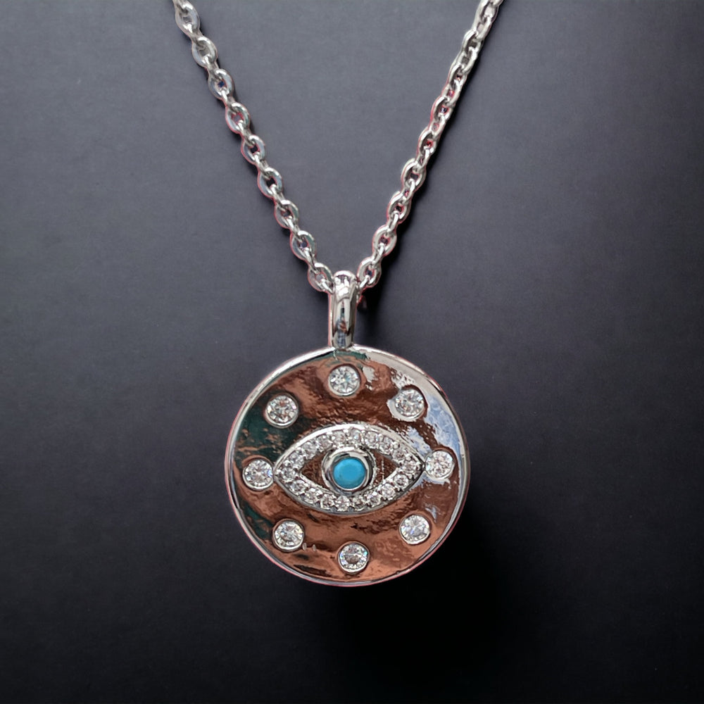 Collar C/8 Zirconia Plateado Ojo de Fatima