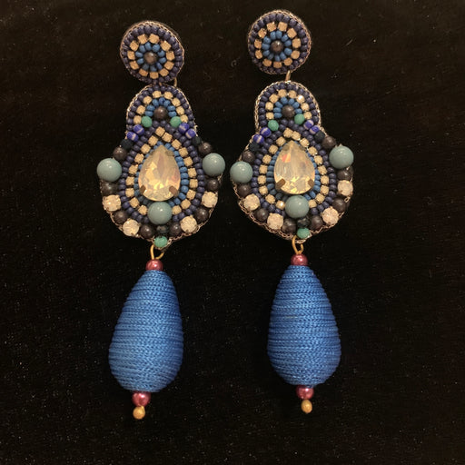Aretes Gota Azul y Cristal