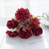 Ramo Flores artificiales Rosas Rojas Hydrangeas