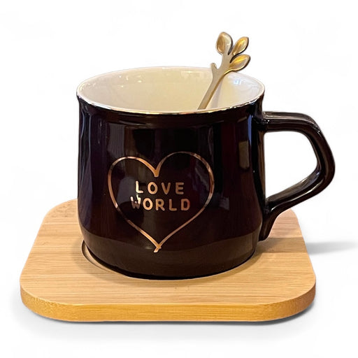 TAZA CON PLATO BAMBOO Y CUCHARA