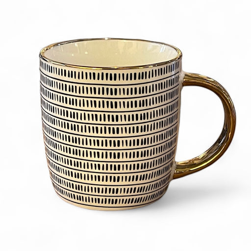 Taza Blanca Lineas Top Dorado