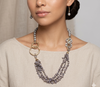 Set Collar Largo y Aretes Amatista Gris