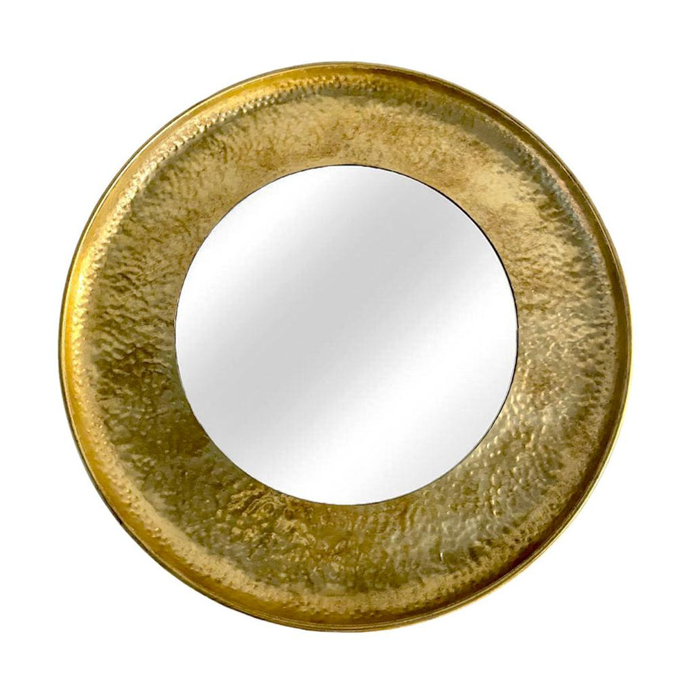 Espejo redondo con marco de metal color dorado 80 cms