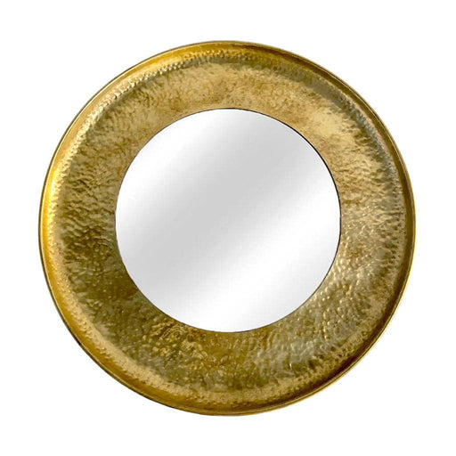 Espejo redondo con marco de metal color dorado 80 cms