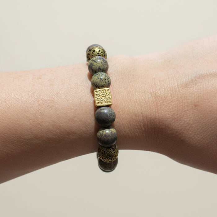 Pulsera Lava Stone Cafe Gris