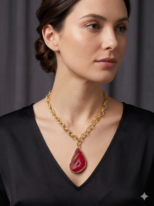 Collar Cuarzo Geoda Rosa