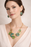 Set Collar y Aretes Geometricos Esmeralda