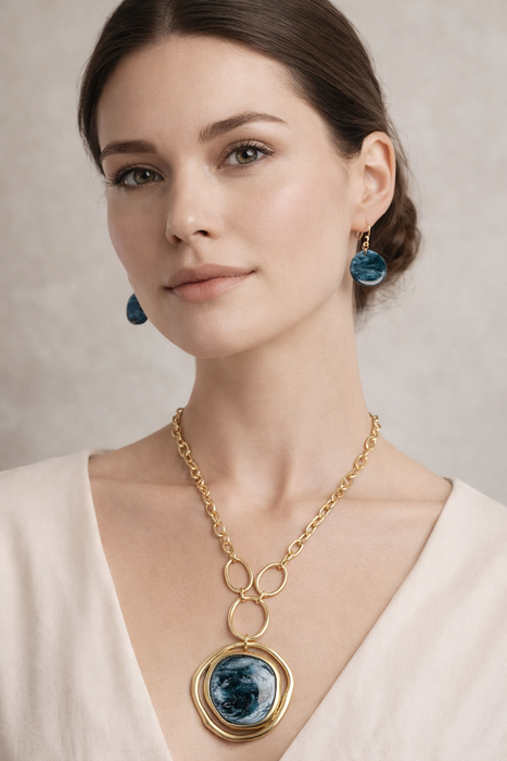 Set Collar y Aretes Galaxia Nocturna