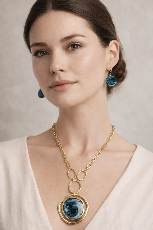 Set Collar y Aretes Galaxia Nocturna