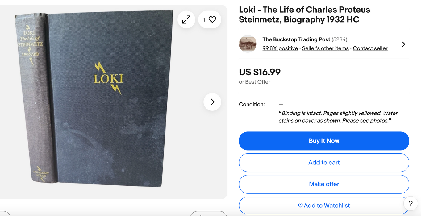 Libro en ingles LOKI The life of Steinmetz 1932