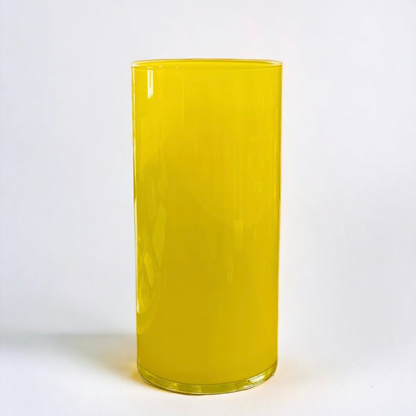 Florero de vidrio verde amarillo 22 cms