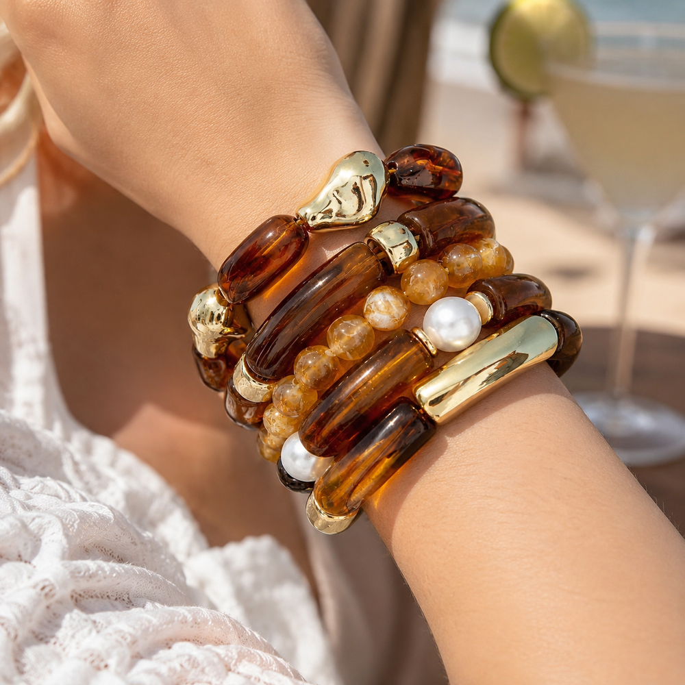 Juego de 5 pulseras Vintage Cafe