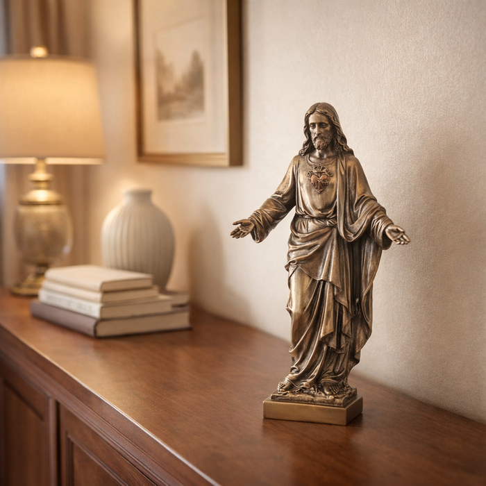 Estatuilla Sagrado Corazon de Jesus con Brazos Abiertos LM1