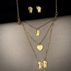 Juego de Collar y Aretes Corazon y Niñas